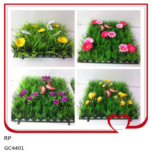 Cheap Natural Artificial Grass Carpet With Flower For Garden Decoration